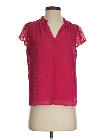 Pre-owned J.crew Factory Store Short Sleeve Blouse In Red