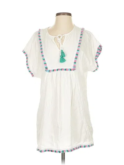 Pre-owned J.crew Factory Store Short Sleeve Blouse In White