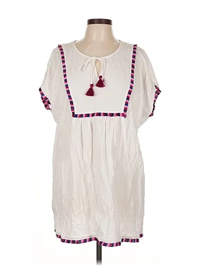 Pre-owned J.crew Factory Store Short Sleeve Blouse In White