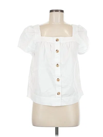 Pre-owned J.crew Factory Store Short Sleeve Blouse In White