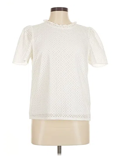 Pre-owned J.crew Factory Store Short Sleeve Blouse In White