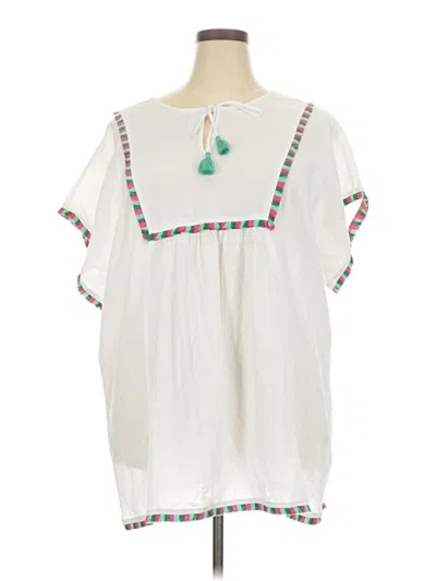 Pre-owned J.crew Factory Store Short Sleeve Blouse In White