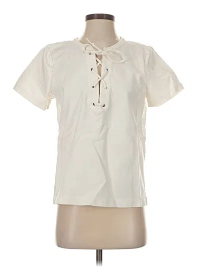 Pre-owned J.crew Factory Store Short Sleeve Blouse In White