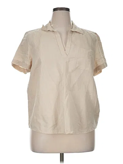 Pre-owned J.crew Factory Store Short Sleeve Blouse In White
