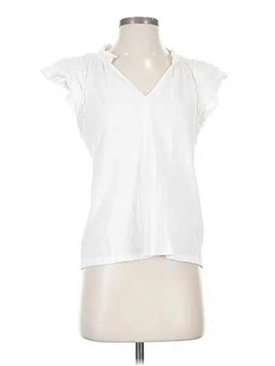 Pre-owned J.crew Factory Store Short Sleeve Blouse In White