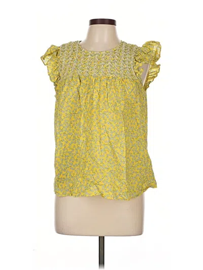 Pre-owned J.crew Factory Store Short Sleeve Blouse In Yellow
