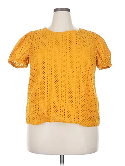 Pre-owned J.crew Factory Store Short Sleeve Blouse In Yellow
