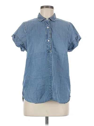 Pre-owned J.crew Factory Store Short Sleeve Button Down Shirt In Blue