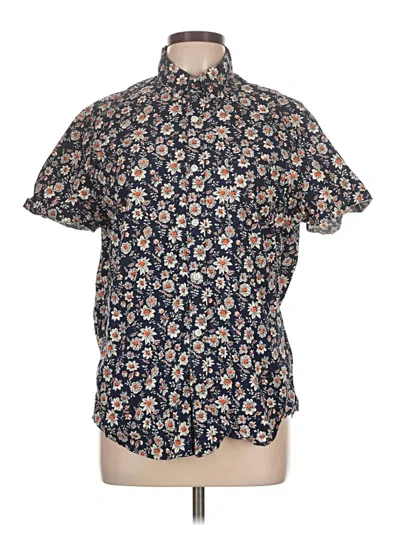 Pre-owned J.crew Factory Store Short Sleeve Button Down Shirt In Blue