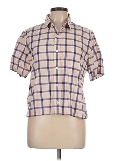 Pre-owned J.crew Factory Store Short Sleeve Button Down Shirt In Tan