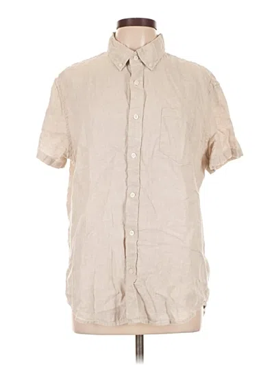 Pre-owned J.crew Factory Store Short Sleeve Button Down Shirt In Tan