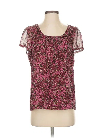 Pre-owned J.crew Factory Store Short Sleeve Silk Top Pink Sweetheart Neckline Tops