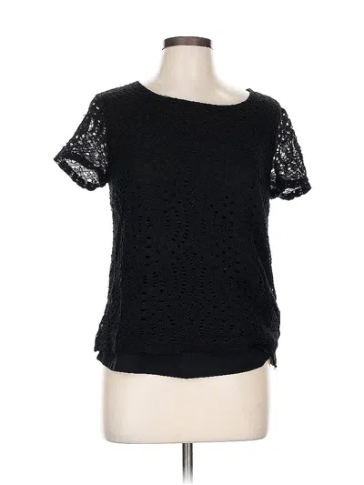 Pre-owned J.crew Factory Store Short Sleeve Top Black Crew Neck Tops