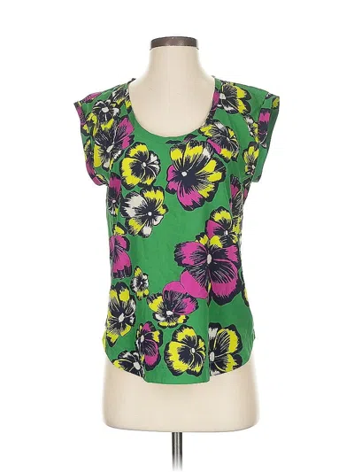 Pre-owned J.crew Factory Store Short Sleeve Top Green Scoop Neck Tops