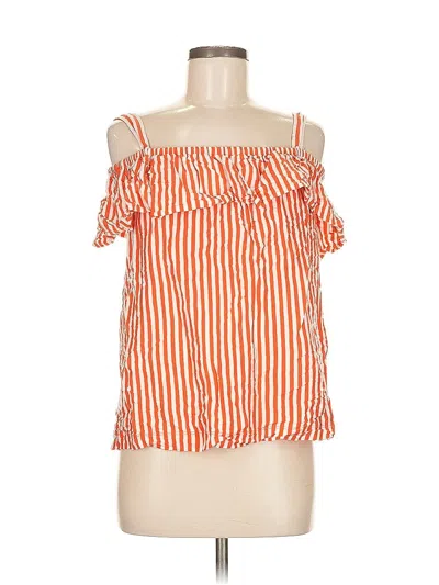 Pre-owned J.crew Factory Store Short Sleeve Top Orange Cold Shoulder Neckline Tops