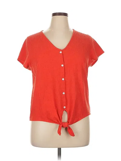Pre-owned J.crew Factory Store Short Sleeve Top Orange Keyhole Neckline Tops