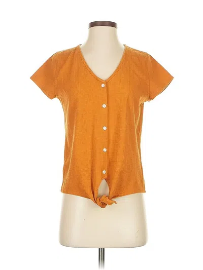 Pre-owned J.crew Factory Store Short Sleeve Top Orange Keyhole Neckline Tops