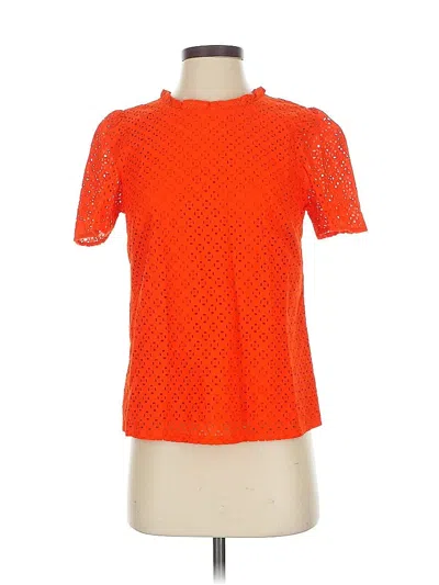 Pre-owned J.crew Factory Store Short Sleeve Top Orange Mock Neckline Tops