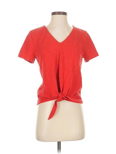 Pre-owned J.crew Factory Store Short Sleeve Top Red V Neck Tops