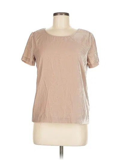 Pre-owned J.crew Factory Store Short Sleeve Top Tan Metallic Pattern Crew Neck Tops In Brown