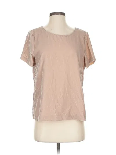 Pre-owned J.crew Factory Store Short Sleeve Top Tan Metallic Pattern Crew Neck Tops In Brown