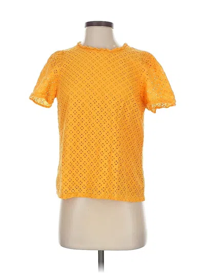 Pre-owned J.crew Factory Store Short Sleeve Top Yellow Keyhole Neckline Tops