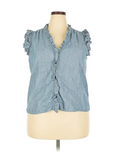 Pre-owned J.crew Factory Store Sleeveless Button Down Shirt In Blue