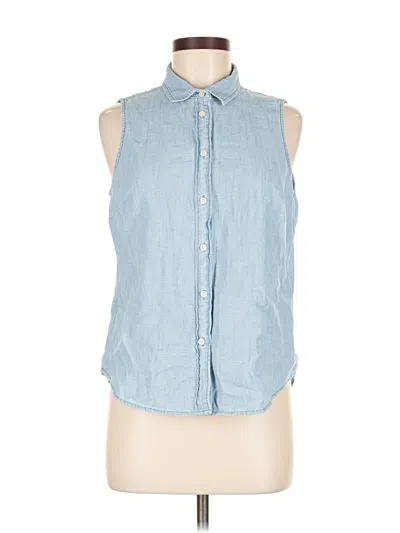 Pre-owned J.crew Factory Store Sleeveless Button Down Shirt In Blue