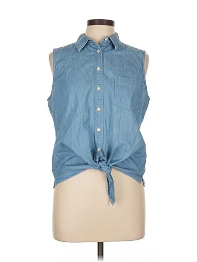 Pre-owned J.crew Factory Store Sleeveless Button Down Shirt In Blue