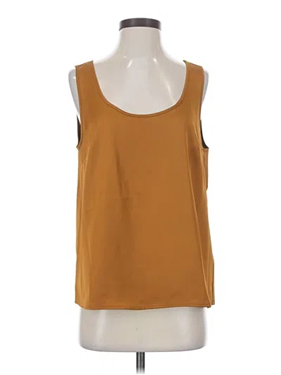 J.crew Factory Store Sleeveless Top Brown Scoop Neck Tops In Yellow