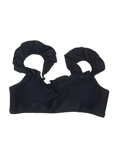 Pre-owned J.crew Factory Store Swimsuit Top Black Solid Pattern Swimwear