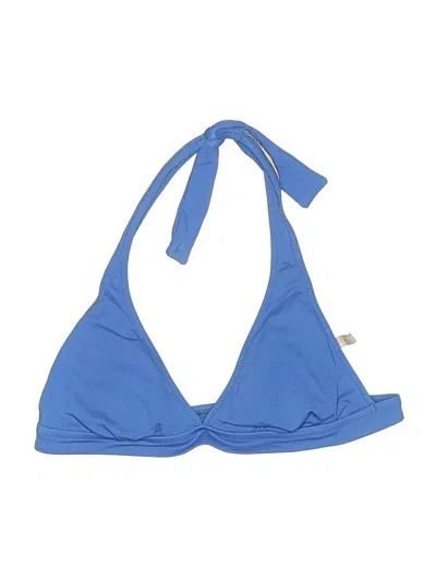 Pre-owned J.crew Factory Store Swimsuit Top Blue Solid Pattern Swimwear