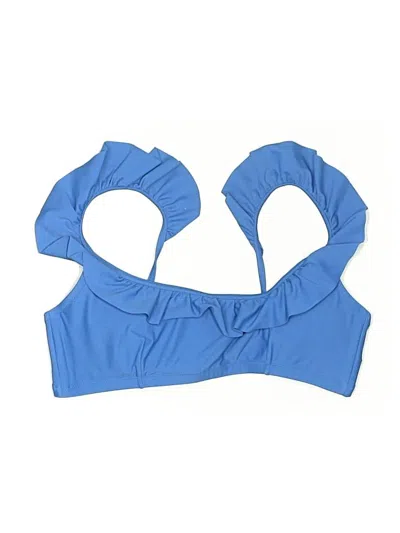 Pre-owned J.crew Factory Store Swimsuit Top Blue Solid Pattern Swimwear