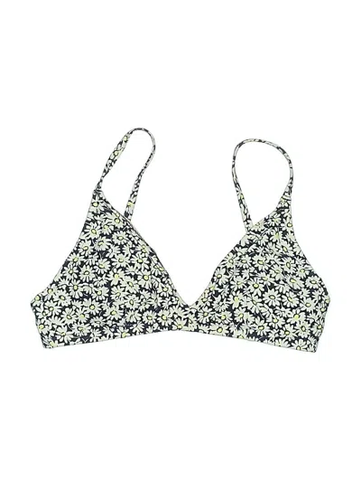 Pre-owned J.crew Factory Store Swimsuit Top Ivory Floral Pattern Swimwear In White
