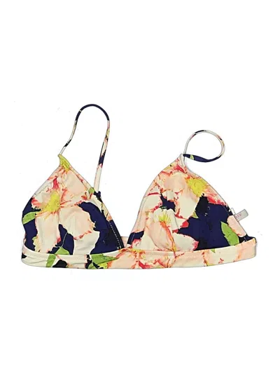 Pre-owned J.crew Factory Store Swimsuit Top Ivory Floral Pattern Swimwear In White