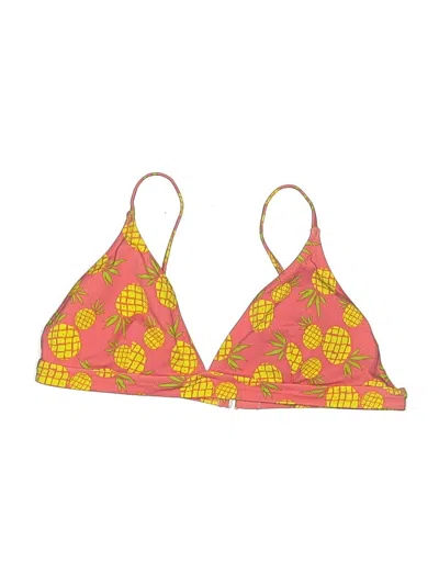Pre-owned J.crew Factory Store Swimsuit Top Yellow Print Pattern Swimwear