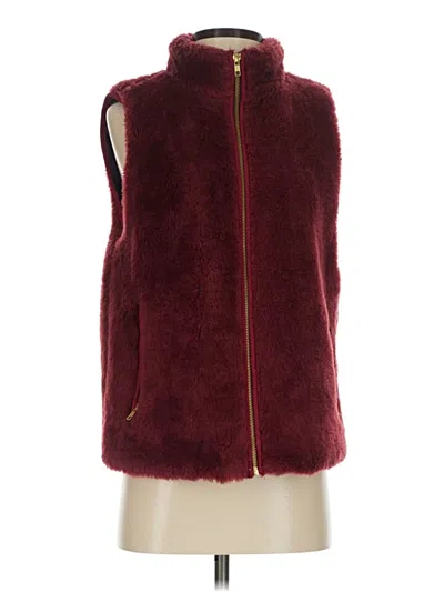 Pre-owned Jcrew Faux Fur Vest In Burgundy