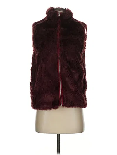 Pre-owned Jcrew Faux Fur Vest In Burgundy