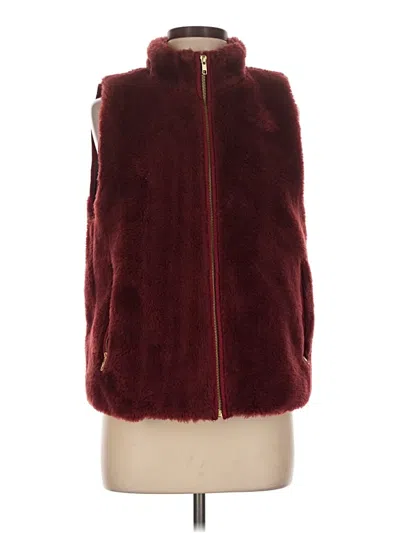 Pre-owned Jcrew Faux Fur Vest In Burgundy