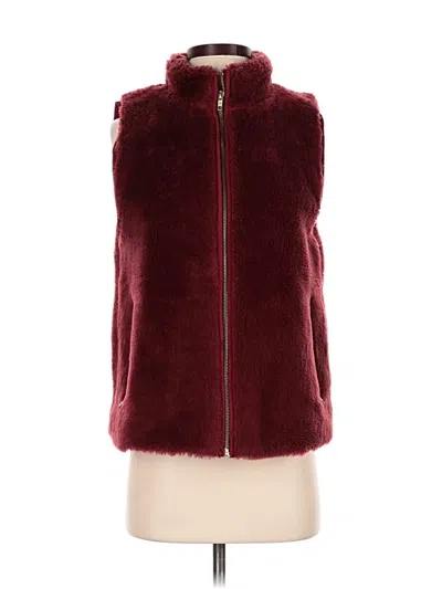 Pre-owned Jcrew Faux Fur Vest In Burgundy