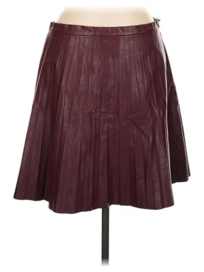 Pre-owned Jcrew Faux Leather Skirt In Burgundy