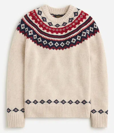 Pre-owned Jcrew J Crew 100% Cashmere Nordic Fair Isle Yoke Sweater In Cream Birch Beige In Ivory