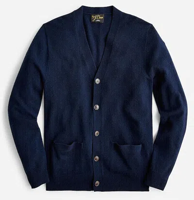 Pre-owned Jcrew J Crew 100% Cashmere V-neck Button Up Cardigan Sweater In Navy Blue