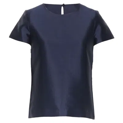 Jcrew J Crew Collection Navy Blue Cap Sleeves Round Neckline A-line Shirt Top Us00 Xs
