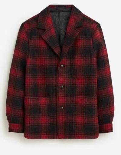 Pre-owned Jcrew J Crew Limited Edition Red-black Plaid Ludlow Overcoat In English Wool Coat - L In Black, Red