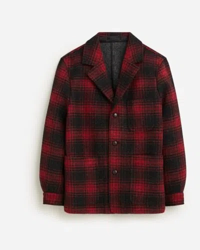 Pre-owned Jcrew J Crew Limited Edition Red-black Plaid Ludlow Overcoat In English Wool Coat - M In Black, Red