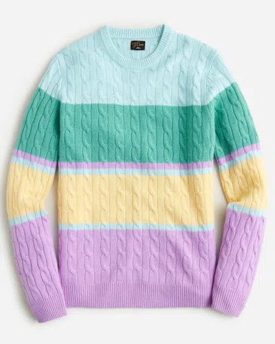 Pre-owned Jcrew J. Crew Mens Cashmere Cable-knit Sweater Pastel Multi Stripe (various Sizes)