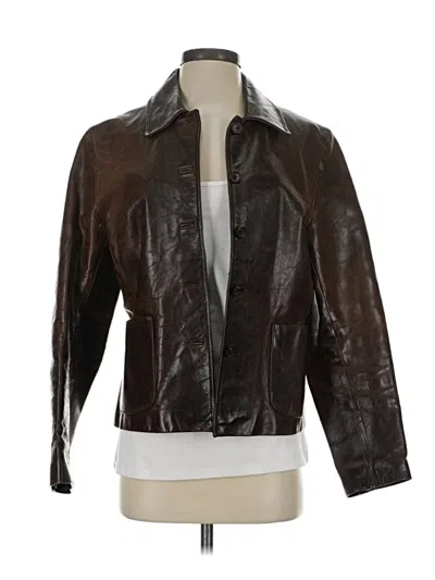 Pre-owned Jcrew Leather Jacket In Brown