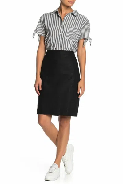 Jcrew Linen Cotton Above Knee Workwear Casual Pencil Skirt In Black