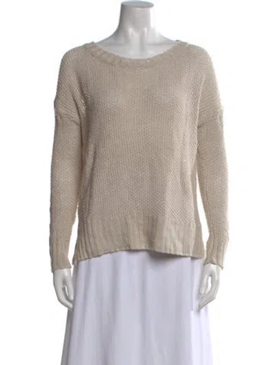 Pre-owned Jcrew Linen Crew Neck Sweater In Neutral
